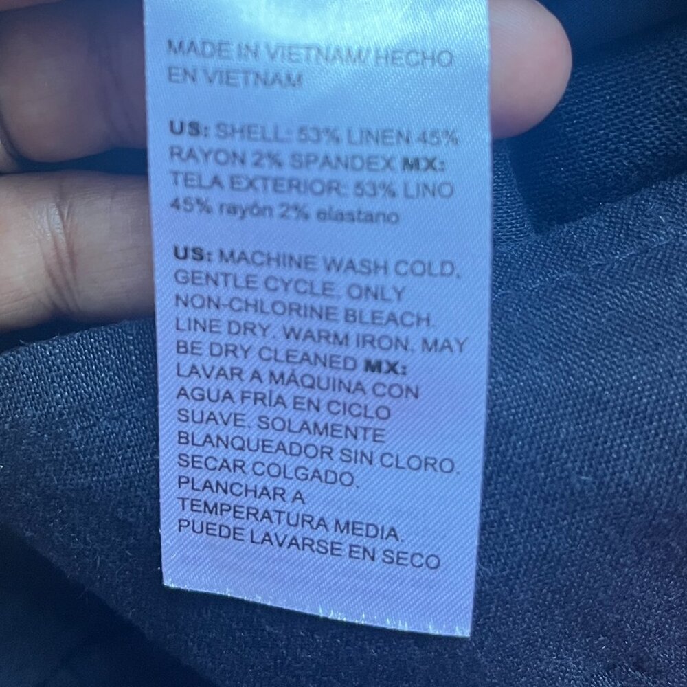 2/$30 CHICOS NAVY LINEN BLEND PANTS 0R - Picture 6 of 7